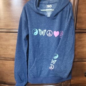 SO Girls Navy Hoodie with Colorful Symbols